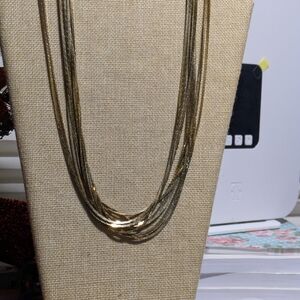 Vtg Vintage  Gold Multi-Strand Cascading Statement Necklace